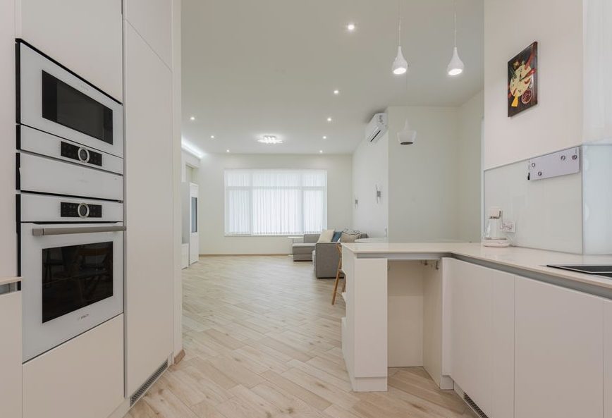 Example of kitchen flooring installation work